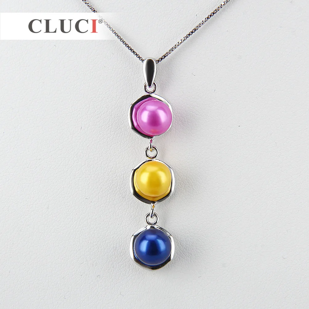 Pendant Necklace Silver Pendant CLUCI Design Style Pendant can stick 3 pearls Fashion Sterling Silver Women's Pendant for Wedding Jewelry Valentine GIFT SP158SB