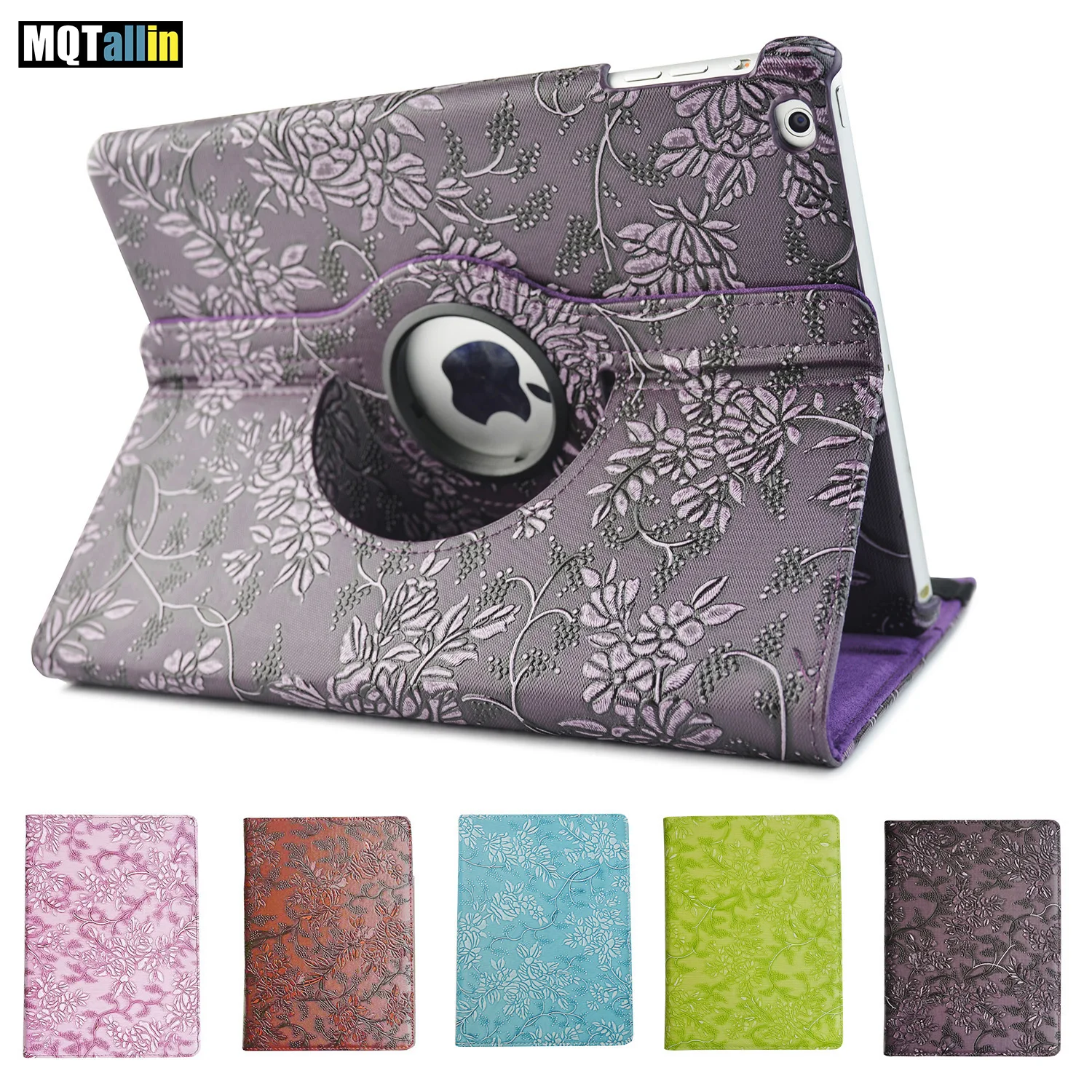 

Case for iPad Air model A1474 A1475 A1476,DEETHX 360 grape pattern PU Leather Rotating Smart Stand Tablet cover shell hot sale