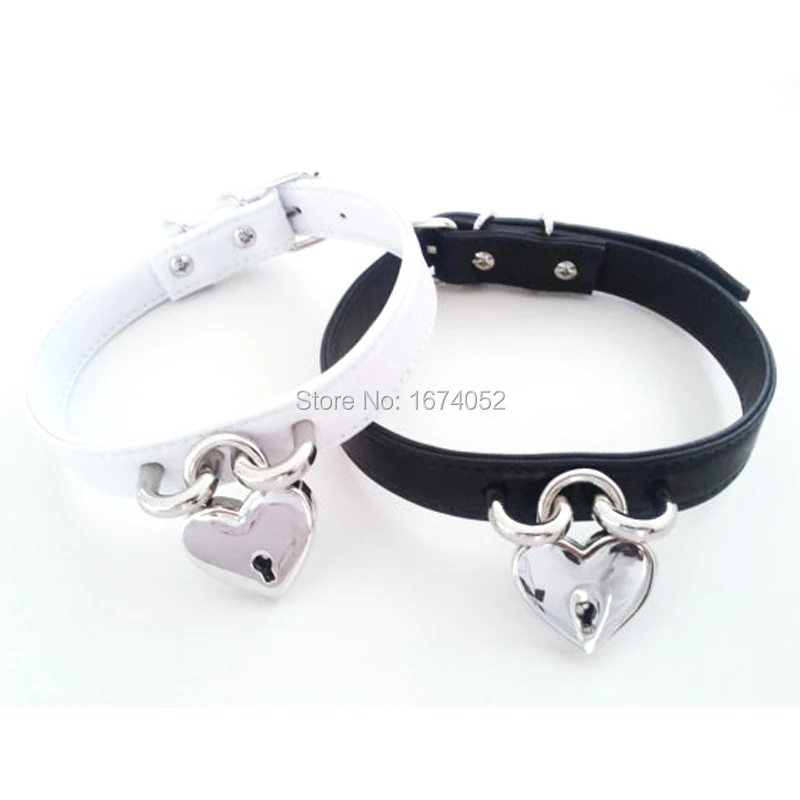 Женский кожаный ошейник ручной работы с замком|lock necklace|heart chokerleather collar |