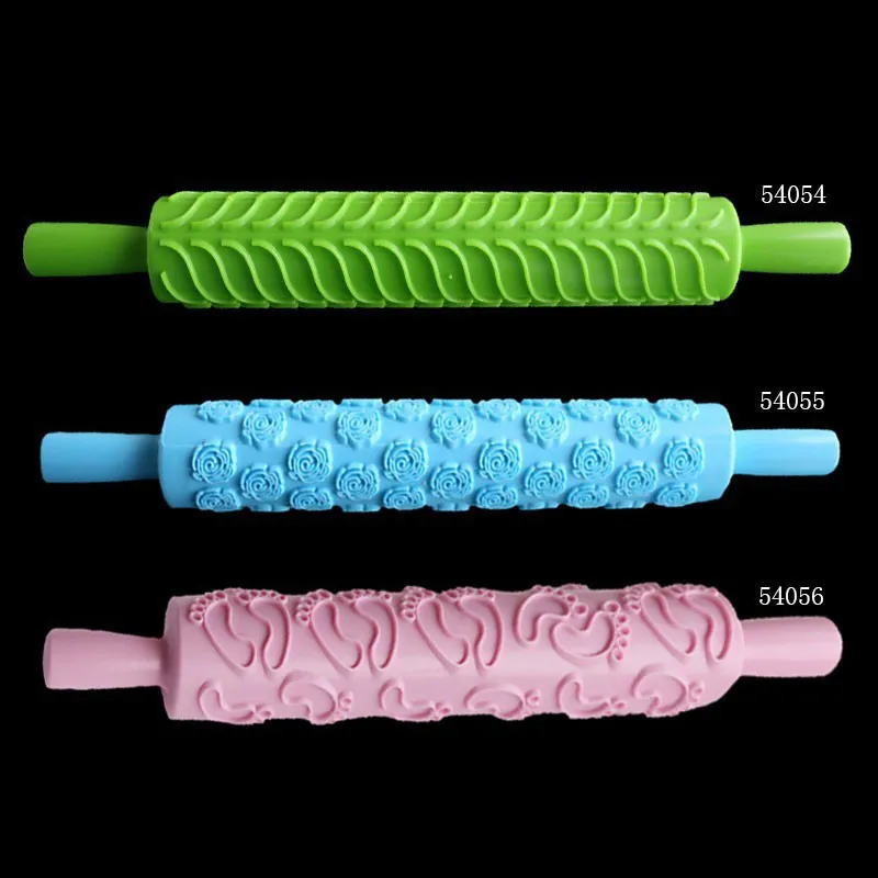 

1PCS 3 Styles Choose Plastic Rolling Pin Roller Kitchen Cake Dough Decorating Tool Patterns Baking Fondant Embossed Mold