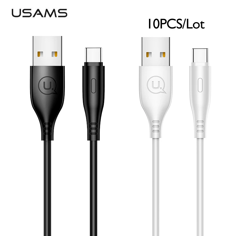 10 шт./лот USAMS usb type-C кабель для быстрой зарядки samsung USB C type-C кабели для мобильных телефонов для Xiaomi huawei круглый кабель для передачи данных