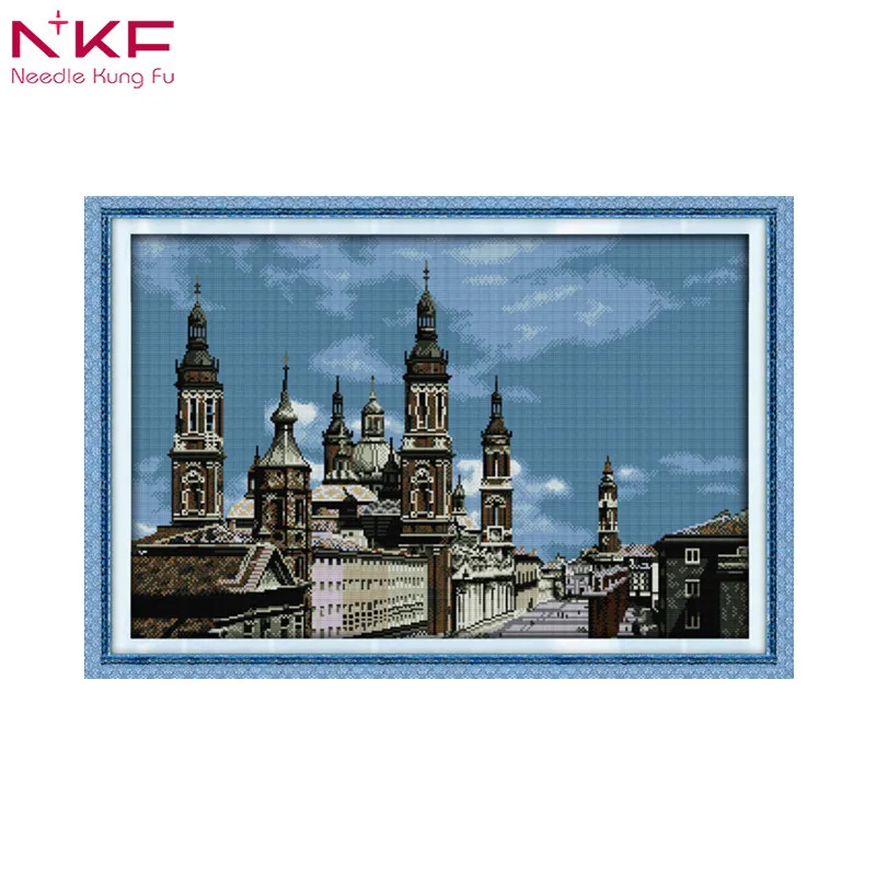 

European old castle Architectural landscape home decor counts print on canvas Cross Stitch Kit diy dmc embroidery needlework set