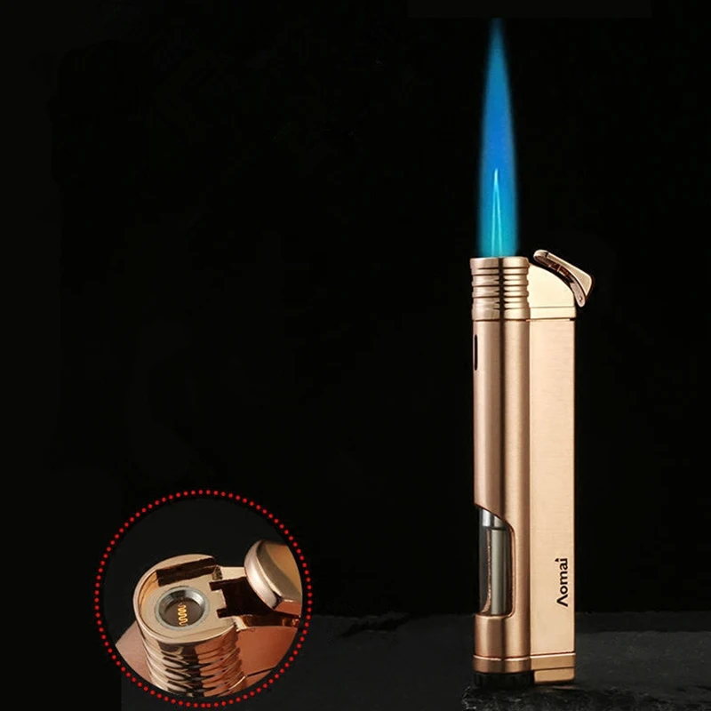 Portable Long Strip Compact Torch Turbine Lighter With Windproof Metal Cigar Lighter 1300 C Cigarette Accessories Butane No Gas|Matches| - AliExpress