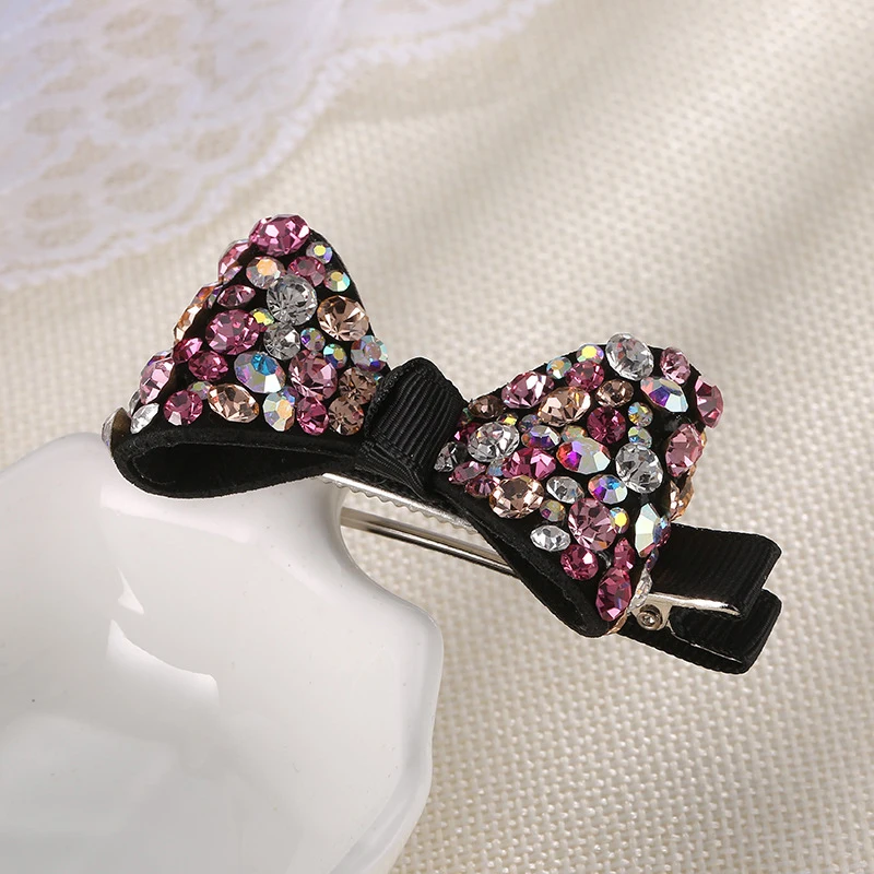 

2018 Korean Women Simple Exquisite Bow Tie Barrettes Clips For Sweet Girl Fashion Shiny Rhinestone Headdress Hair Accessories