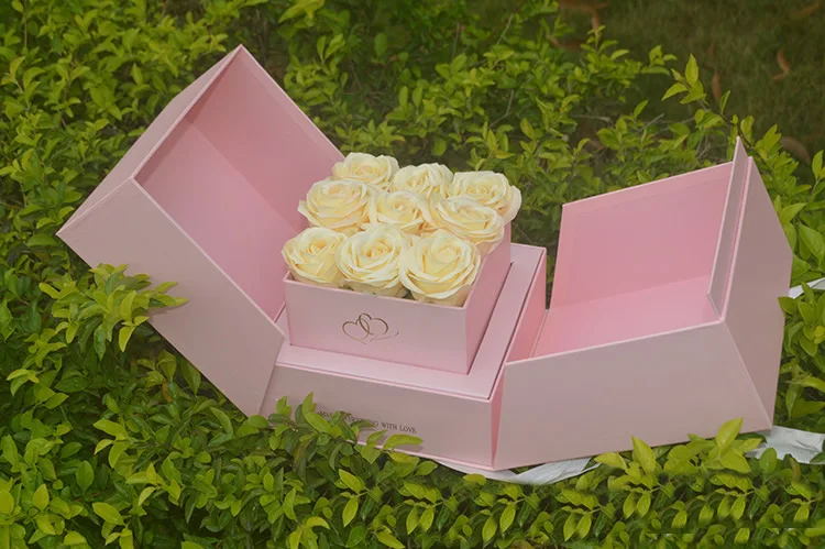 Дизайн Цветочная квадратная Подарочная коробка, может открываться с двух сторон, украшение для свадебной вечеринки, подарки на день Святого Валентина подарок