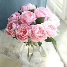 Artificial Fake Western Rose Flower Peony Bridal Bouquet Wedding Home Decor Western Rose Peony Artificial Flower Artificial Fake Western Rose Flower Peony Bridal Bouquet Wedding Home Decor Western Rose Peony Artificial Flower
