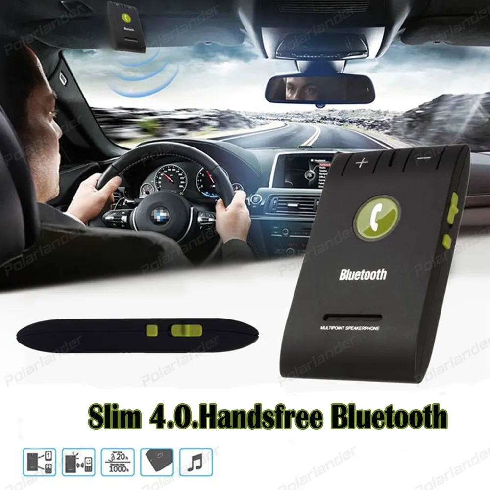 

Slim 4.0.Wireless Bluetooth hands-free car Kit Plastic sun visor For Universal Phone with Car Charger MP3 Player