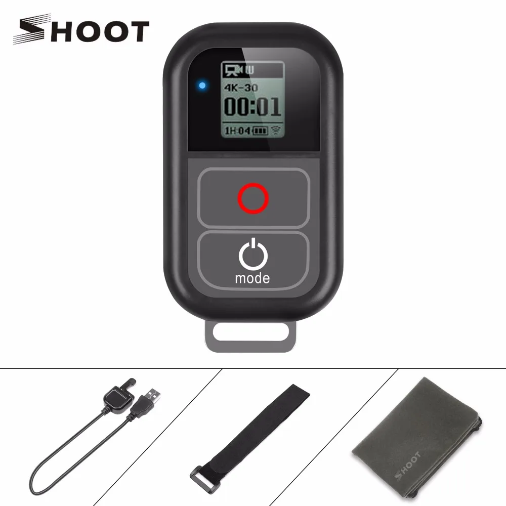 

SHOOT for GoPro WiFi Remote Control With Charge Cable Wrist Strap Waterproof Remoter for Go Pro Hero 7 6 5 4 Session Accessory