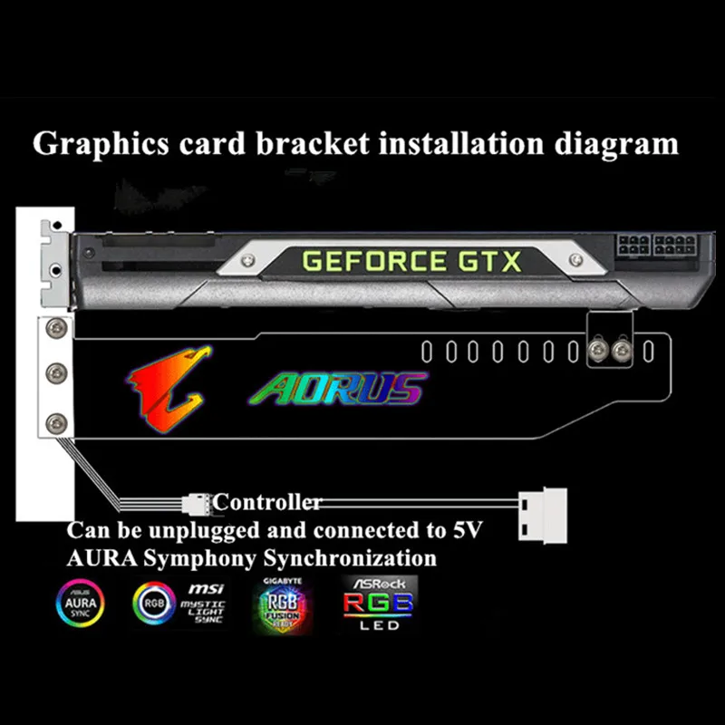 Избегайте деформации видеокарты partner light 5V aura акриловая поддержка с использованием gpu light rgb переключаемый