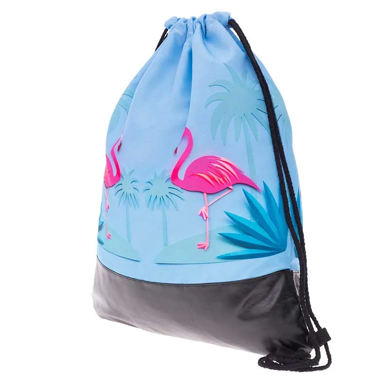 3D с рисунком Фламинго Drawstring мешки для хранения сумки на плечо Для женщин Гамбург рюкзаки органайзер для хранения обуви сумки