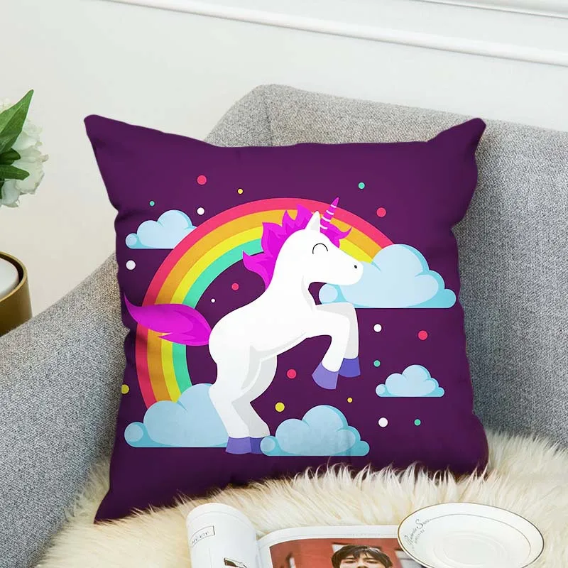 

Double-sided Pillow Case Home Decor Lovely Unicorn Pattern Cushion Cover Comfortable Soft Throw Pillowcase Pillow Covers