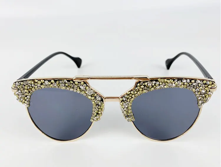 small Square Mens Sunglasses White Diamond Designer Cat Eyewear Women Party Eyeglass Vintage Women Double Beam Sunglasses NX