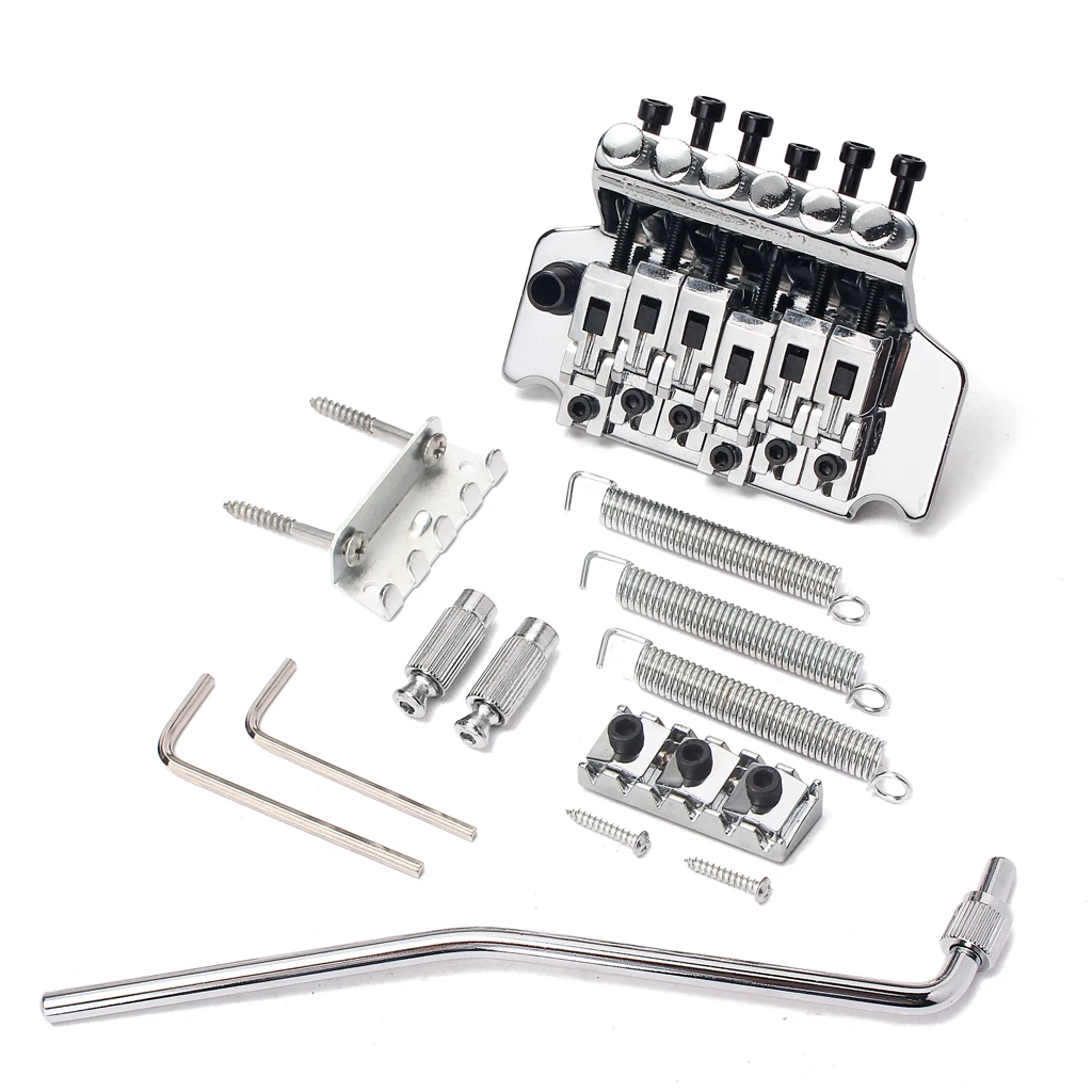 6 String Electric Guitar Saddle Double Locking Tremolo Guitar Bridge w/ Whammy Bar Body Mount Claw Wrenches Screws Springs Parts