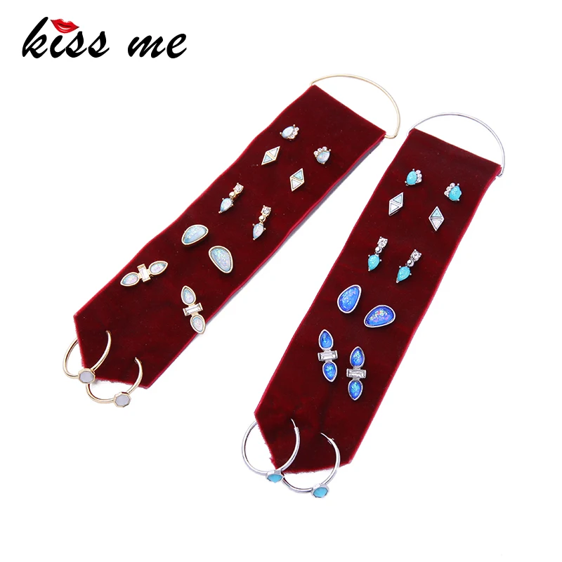 С надписью «KISS ME»(«поцелуй 5 пар/компл. кристаллами из эпоксидной смолы, геометрические серьги-гвоздики дизайн серьги для Для женщин бижутерия/включают в себя бархатная полоска