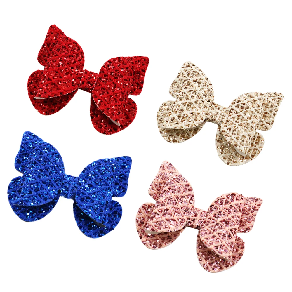 

David accessories 81*70mm glitter Synthetic leather bow-knot,DIY handmade hair bow clip decoration crafts,5Yc3755