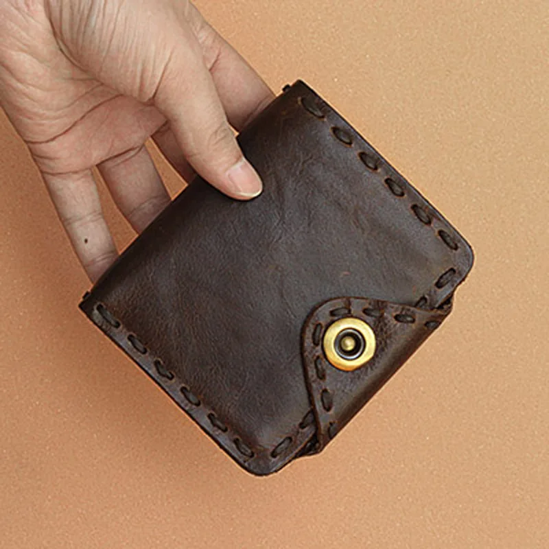 

Retro handmade leather wallet fashion personalized high - grade short paragraph men leather wallet