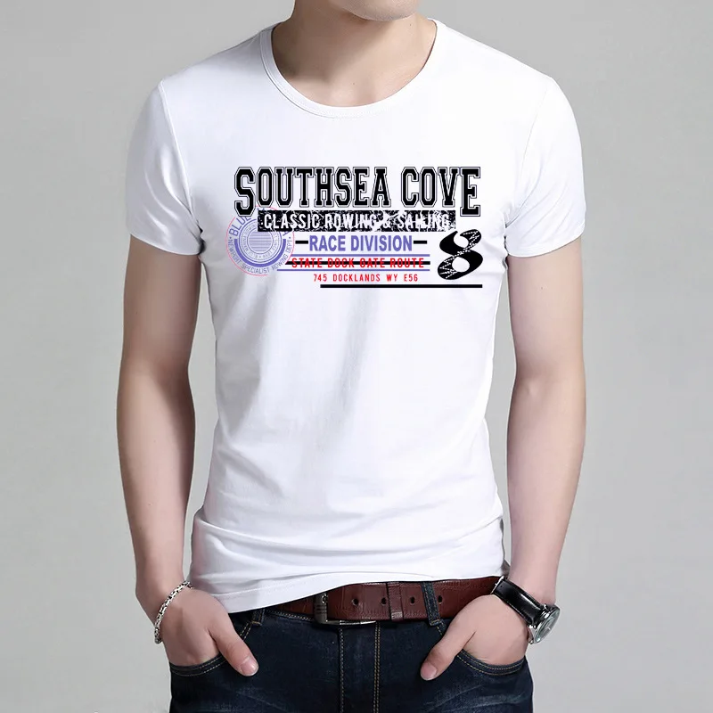 

2019 Men's Short-sleeved T-shirt European And American Slim Printed Half-sleeved Summer Large Size Clothes Tide