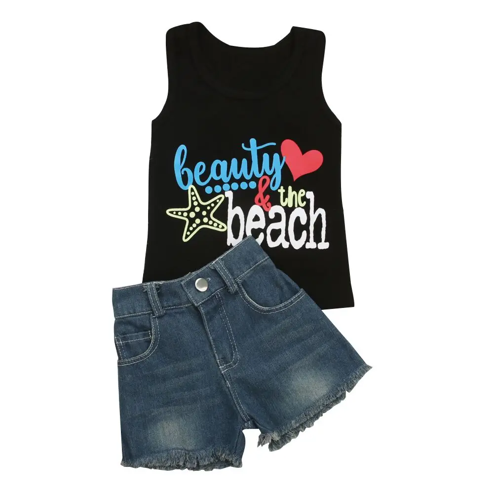 

Kids Baby Boys Girls Cute Summer Sleeveless T-Shirt Tops+Shorts Pants Set Outfit 80-120cm