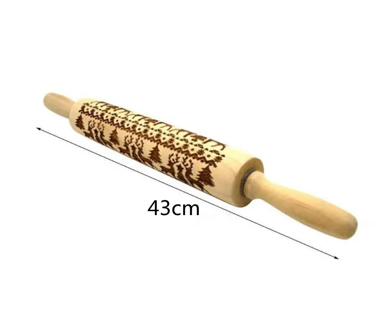 Zoomarlous Nativity Engraved Rolling Pin Non-Stick Wooden Embossed Dough Roller Rolling Pins for Cookies Pies Clay Kitchen Tool