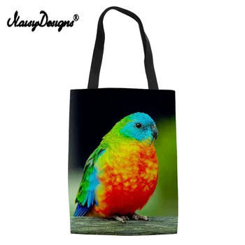 

NoisyDesigns Parrot Print Lady Portable Shopping Bag Canvas Large Capacity Reusable Women Beach Pouch Webshop Eco Friendly Bag