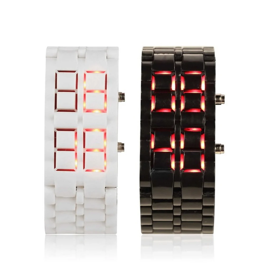 

Fashion Black Digital Display Wrist Watch Men White/Black LED Display Men's Watches Gifts for Male Boy Sport Creative Clock