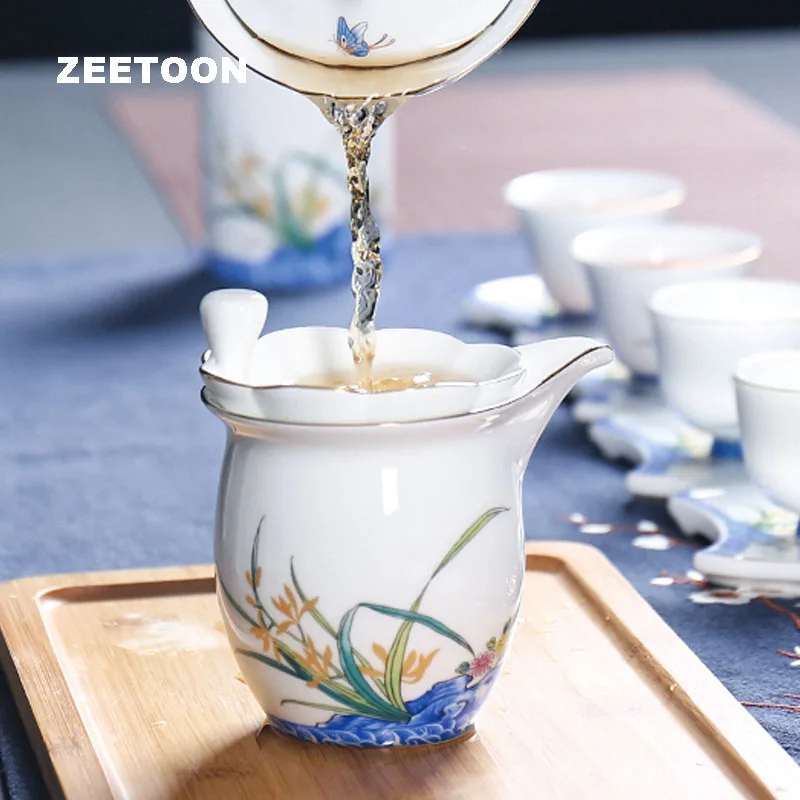 

200ml Fair Cup Ceramic Cha Hai Fair Mug Te Cup Blue and White Porcelain Orchid Chinese Kung Fu Tea Set Teaware Tea Sea Tea Cup