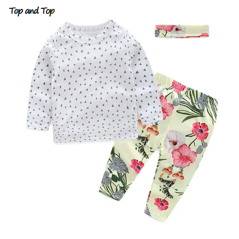 Top and Top 0 2Y Spring Newborn Baby Girl Clothes Set Long Sleeve T