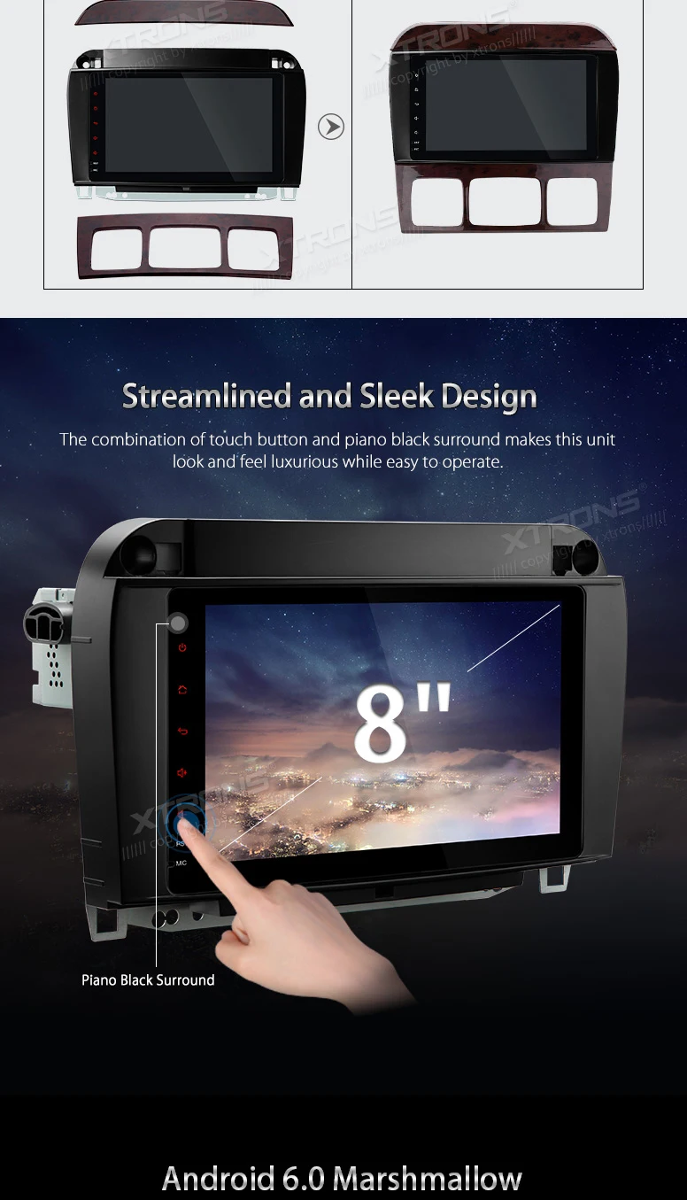 Excellent Android 6.0 OS 8" Octa-Core  Car Multimedia Navigation GPS Radio for Mercedes-Benz S-Class W220 1998-2005 with 4GB RAM 32GB ROM 3