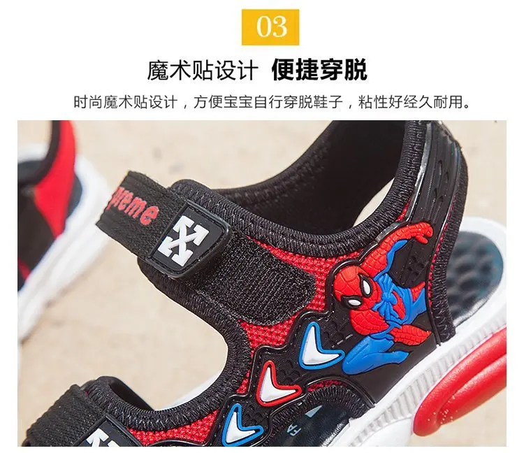 ZYJ Kids Spiderman Summer Sandals Garden Boys Girls Cartoon Bear Spider Man Shoes Sport Anti Slip Baby Beach Sandal Shoes (6)
