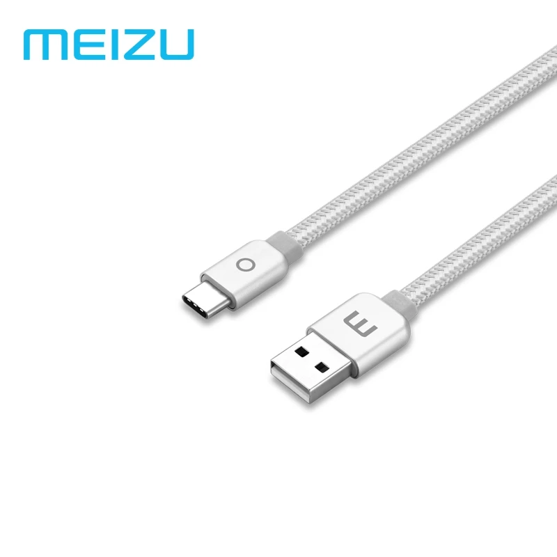 Оригинальный Meizu type C металлический кабель 2A Быстрая зарядка Нейлон Плетеный 1 2 м