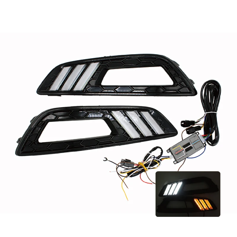 

12V LED Auto Car DRL Daytime Running Lights Bumper Front Fog Lamp DRL for Ford Focus 4 2015 2016 Turn Signal and Dimmed Function