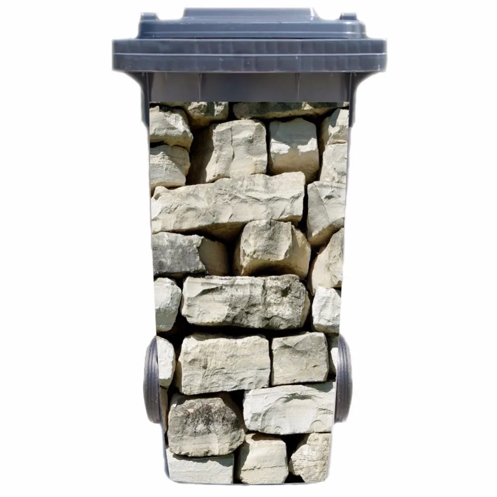 

DIY Stacked stone Adhesive Removable Waterproof Sticker Decals Rubbish bin trash can Cover sticker 120liter 240liter