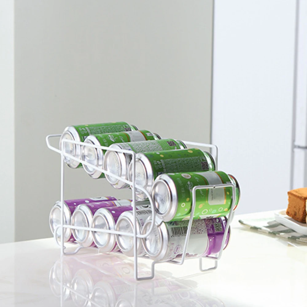 

32X18X14cm Iron Double-layer Refrigerator Beer Soda Can 10 Storage Box Kitchen Fridge Drink Bottle Fridge Organizer convenient