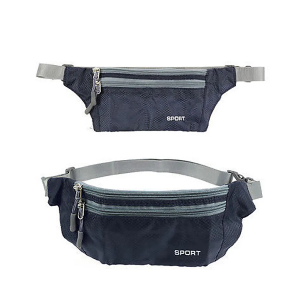 

Black Travel Pouch Zippered Waist Compact Security Money Tablet Waist Adjustable Belt Bags for Men Women