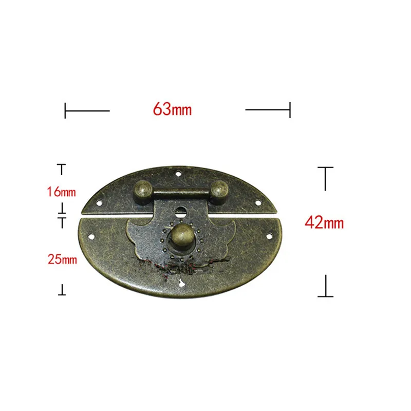 Vintage Box Buckles Ovals Wooden DIY Iron Lock Hasp Wine With Antique Padlock Hardware Bronze Tone 63*42mm 1PC | Обустройство дома
