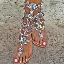 Fashion Shinny Crystal Flat Sandals Clip-toe Beach Flats Shoes Women Cut-out T-bar Strap Gladiator Sandals Boots For Women цена Fashion Shinny Crystal Flat Sandals Clip-toe Beach Flats Shoes Women Cut-out T-bar Strap Gladiator Sandals Boots For Women цены онлайн