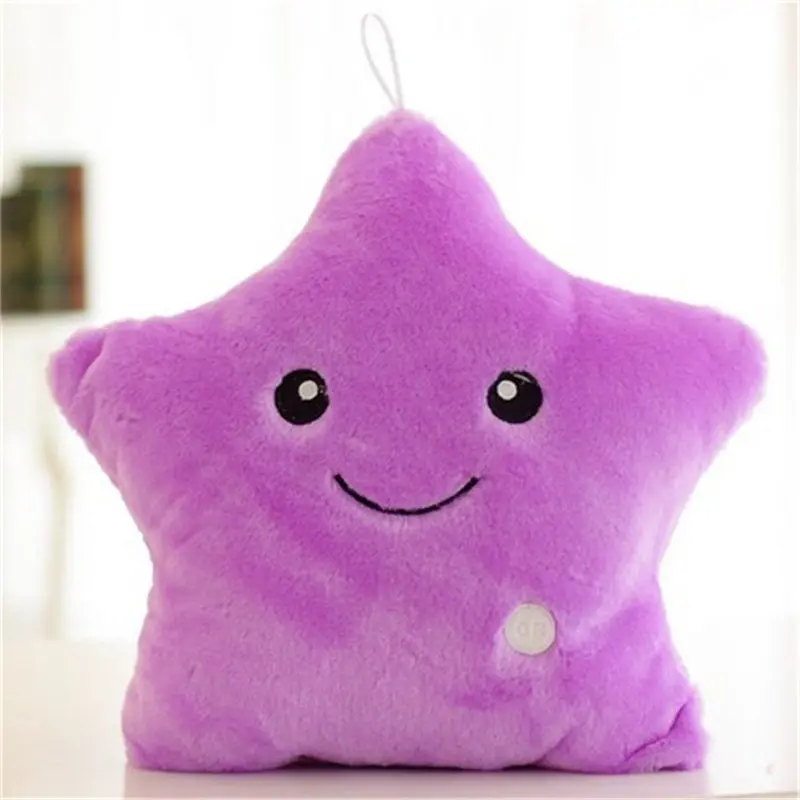 WINCO 35 см Плюшевые игрушки светящаяся Подушка Мягкая Плюшевая светящаяся красочная подушка со звездами светодиодные игрушки подарок для девочек - Цвет: Purple
