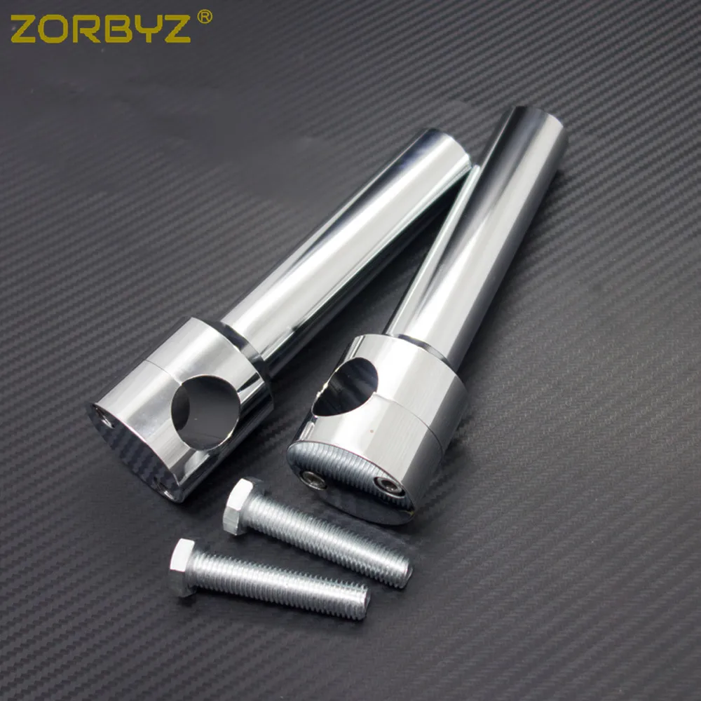 ZORBYZ 1'' 25mm Chrome Motorcycle Billet Round Handlebar Bar Risers