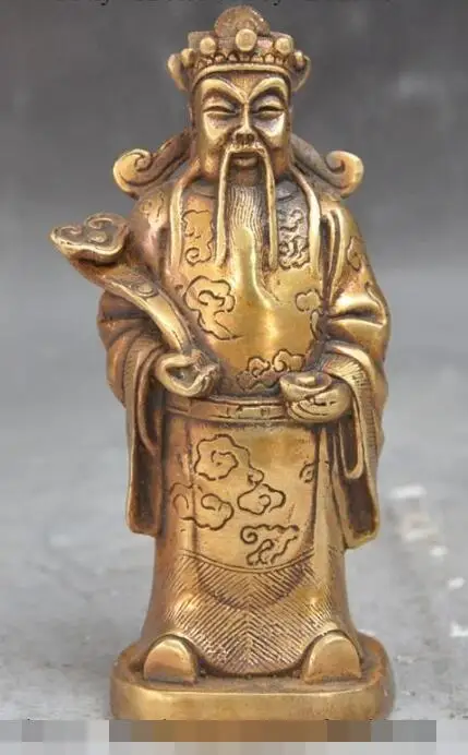 

S00882 chinese buddhism Joss bronze ruyi yuanbao mammon wealth god lucky buddha statue (B0328)