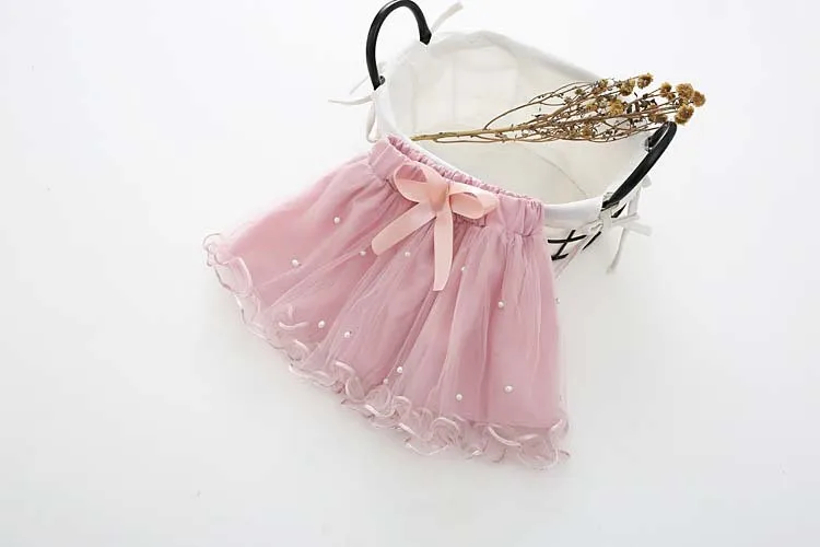 Girls Skirts Princess Tutu Skirts Bow Pearl Fluffy Skirt For Girls Dance Party Performance Mini Skirt 2018 New Pink Tutu 06