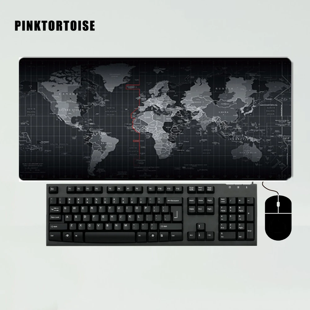  PINKTORTOISE Large Gaming Mouse Pad world map Locking Edge Keyboard Mouse Mat Gaming Grande Desk Mo