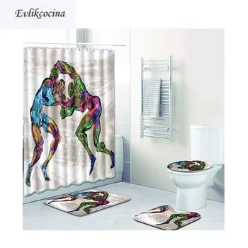 

Free Shipping 4pcs Men Wrestling Banyo Paspas Bathroom Carpet Toilet U Bath Mats Set Non Slip Tapis Salle De Bain Alfombra Bano