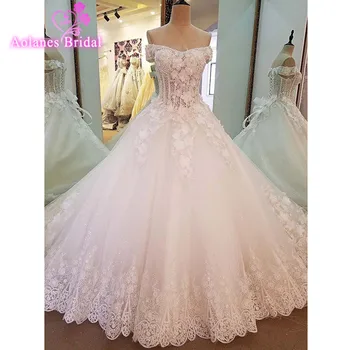 

AOLANES Gelinlik Arabic Ball Gown Lace Wedding Dresses 2017 robe de mariage Back vestido de noiva de renda Vintage Bridal Gowns