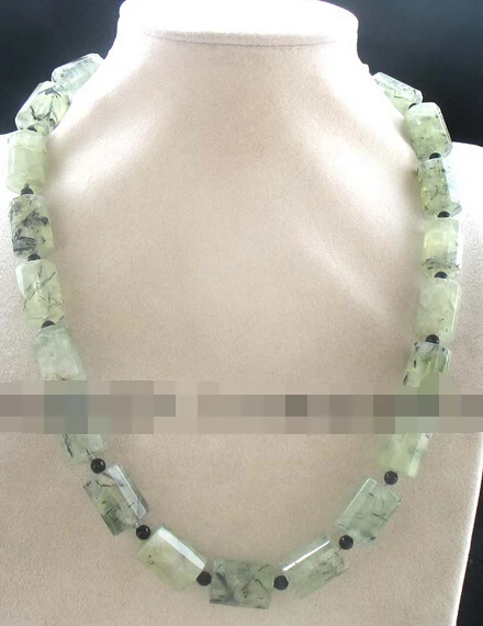 

Jewelr 006458 prehnite pillar faceted agate necklace