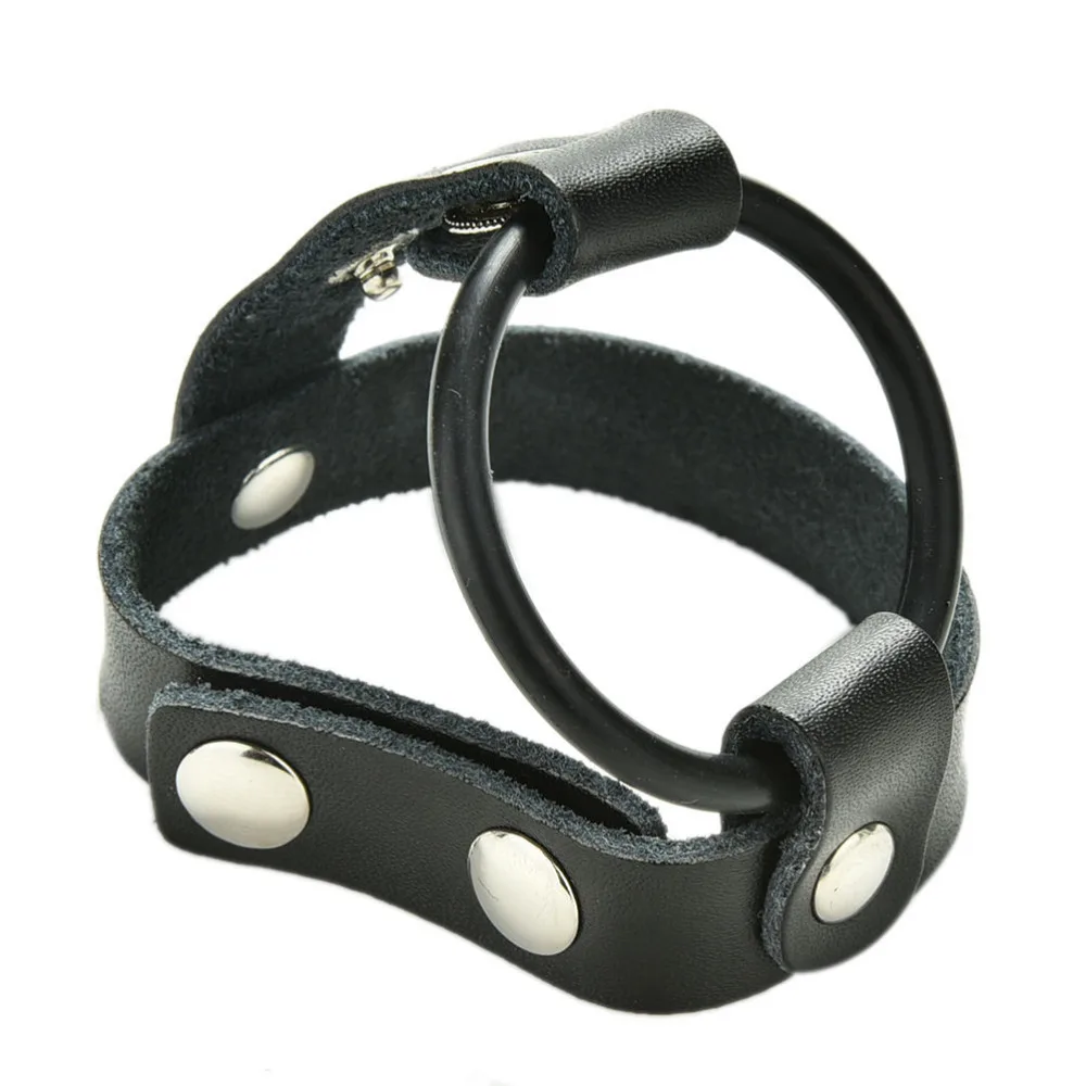 Strap On Genuine Leather Penis Extender Ring With Ball Harness Ball Stretcher Ring Delay Cock