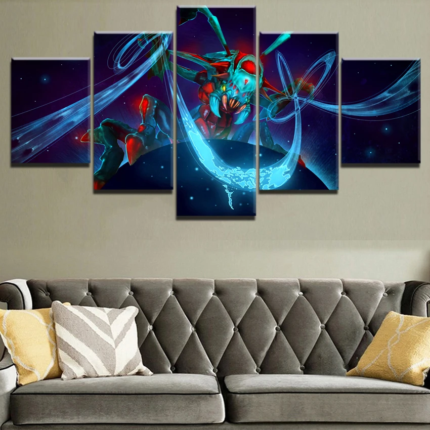 

Canvas HD Printed Game Poster Artwork Wall Art 5 Panel Creature DotA 2 Weaver Picture Home Decor Living Room PaintingFramework