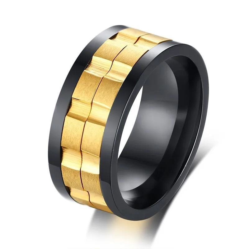 Вращающийся Спиннер кольцо обручальное твердые нержавеющая сталь шестерни дизайн 9 мм мужские вечерние хип хоп ювелирные изделия дропшиппинг - Цвет основного камня: picture color -3