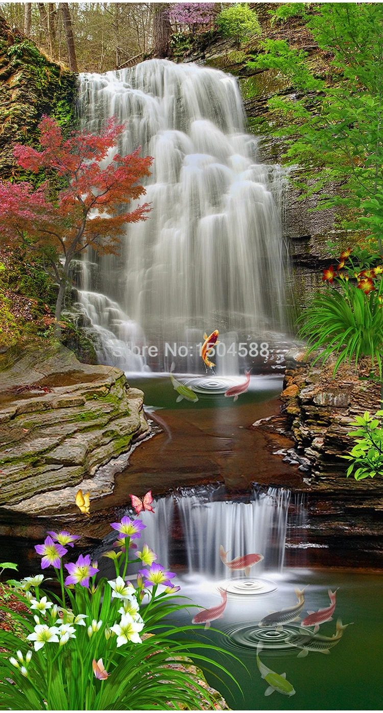 floresta, carpa, paisagem, mural de parede para sala de estar, decoração