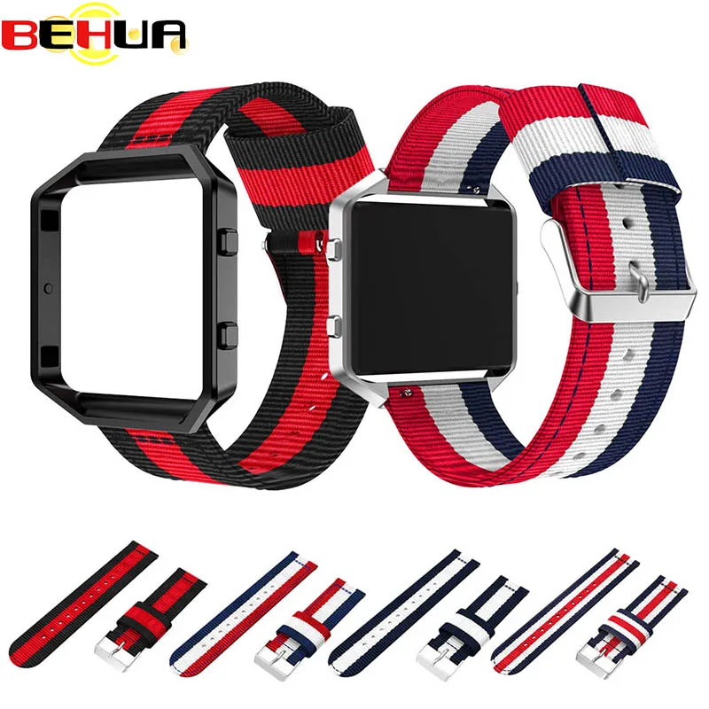 

Sports Woven Nylon 23mm Watch Band+Colorful Metal Frame 2 in 1 Watch Case Band wrist band for Fitbit Blaze Bracelet watch Strap