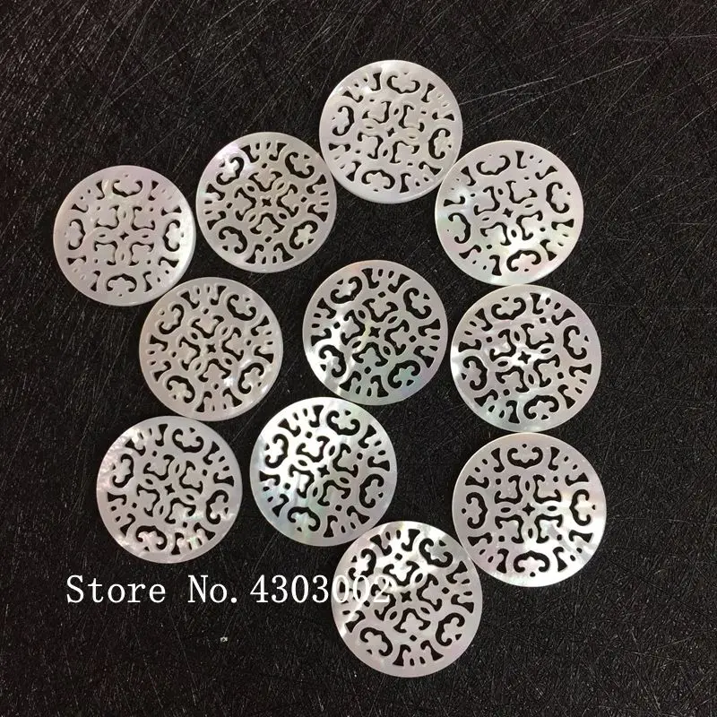 

20pcs/lot 18mm Natural Hollow Round Flower Mother of Pearl shell for DIY Jewelry Round MOP Pearl shell for earrings
